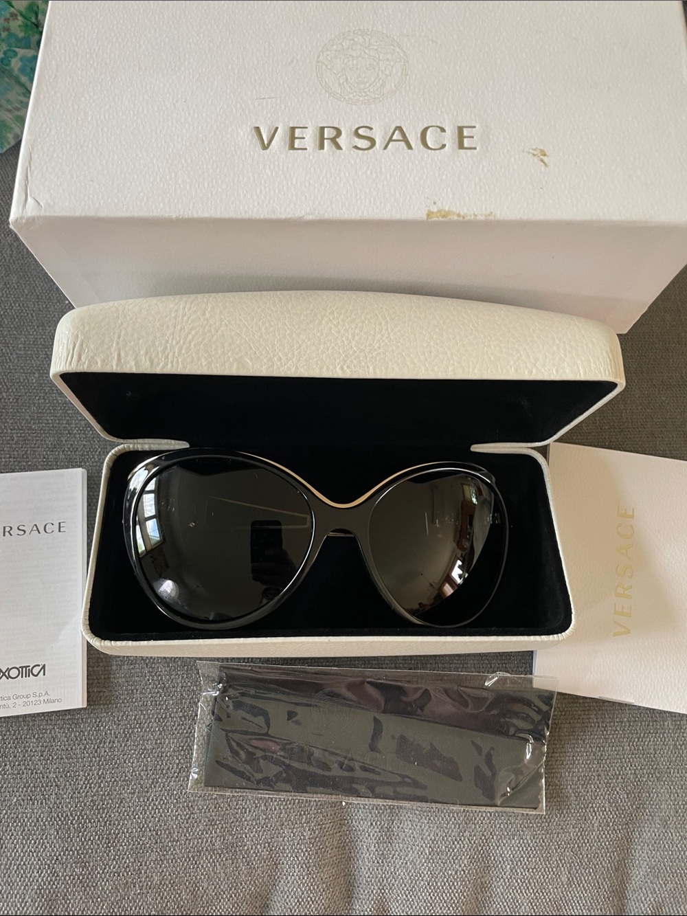 Versace Black Women's Oversized Butterfly Sunglasses